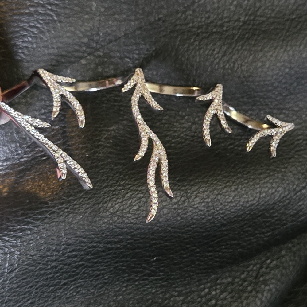 Sterling silver white saphire 4 ring hand cuff - Picture 12 of 12